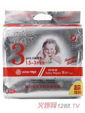 snowtree斯諾奇嬰幼兒濕巾3段60×3