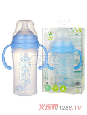 迪士尼寶寶寬口徑手柄吸管硅膠奶瓶（大號）240ml