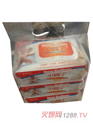 小園丁牛奶美白潤膚濕巾80片蓋3連包