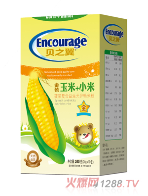 貝之翼玉米+小米菠菜復合益生元護暢米粉