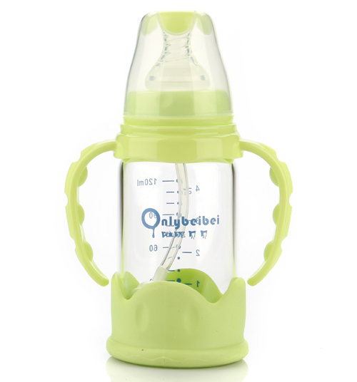 唯昵貝貝標口防摔玻璃奶瓶120ml綠色