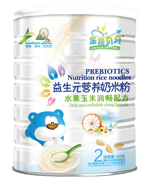 金頂貝貝水果玉米潤暢配方益生元奶米粉聽裝